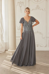 Nox Anabel MJ-132 Chiffon Mothers Gown With Beading And Embroidery