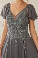 Nox Anabel MJ-132 Chiffon Mothers Gown With Beading And Embroidery