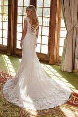 Nox Anabel C1600W Fully Beaded Tulle Wedding Gown With Train