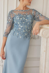 Nox nabel MH159 Stretch Satin Mother's Formal Gown Embroidery & Sequins