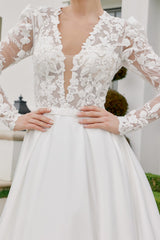 Nox Anabel JE1078 Long Sleeve Lace And Satin Bridal Gown