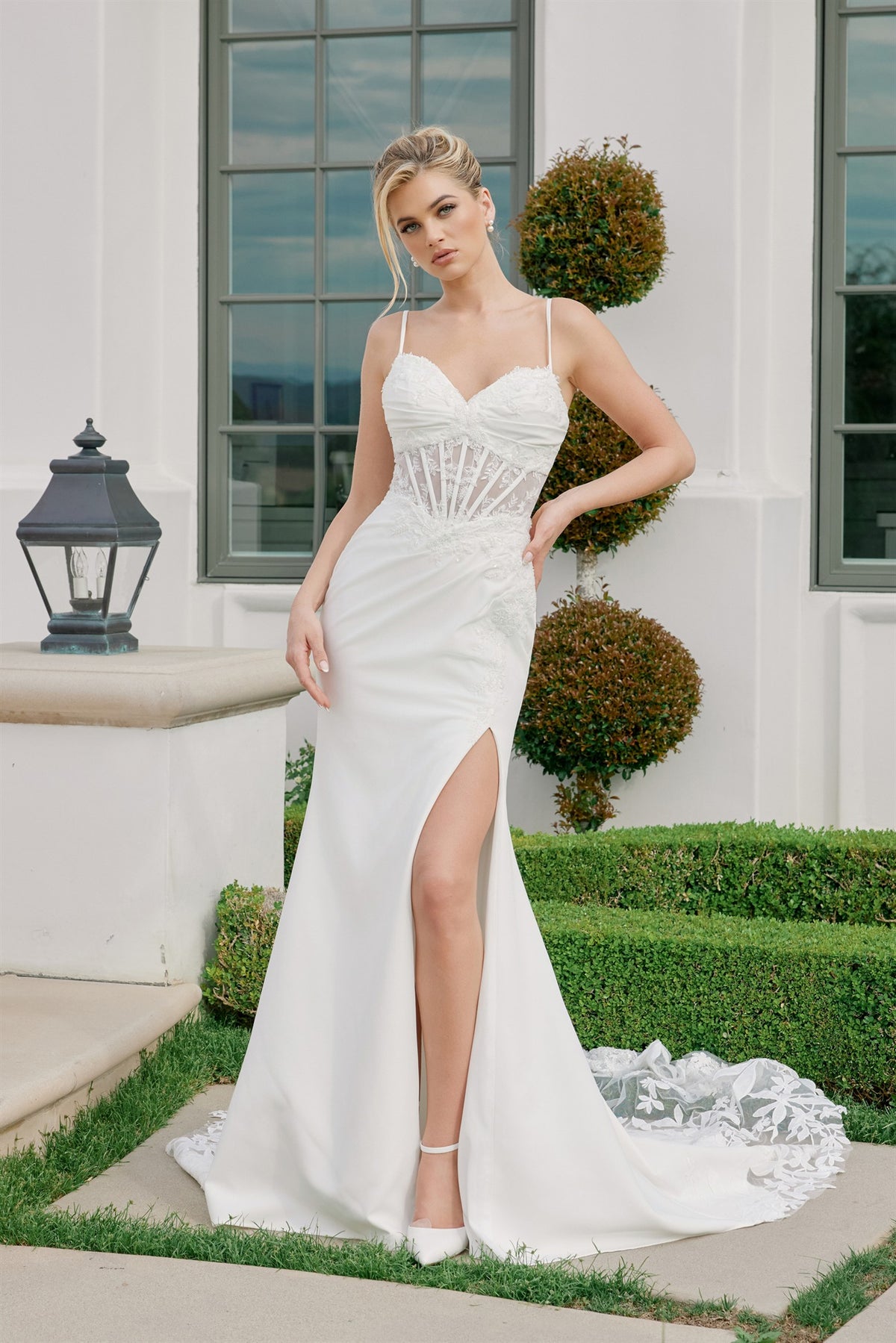 Nox Anabel JW1050 Fitted Satin And Beaded Lace Bridal Gown