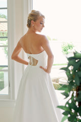 Nox Anabel JW1053 Satin Wedding Gown With Peaked Neckline