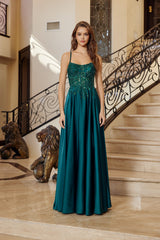 Nox Anabel A1725 Stretch Satin Prom Gown With Lace-up Back