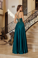 Nox Anabel A1725 Stretch Satin Prom Gown With Lace-up Back