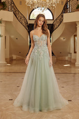 Nox Anabel G1787 Long Shimmer Illusion Formal Prom Gown