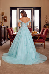 Nox Anabel H1881 Off-the-shoulder Tulle Ball Prom Gown With Court Train