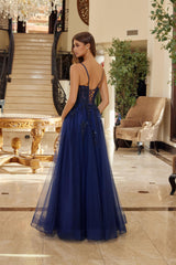 Nox Anabel Q1778 Long Fit and Flare Tulle Prom Gown With Lace-up Back
