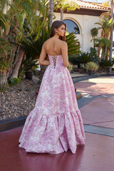 Nox Anabel T1923 Floor Length Strapless Jacquard Floral Prom or Ball Gown