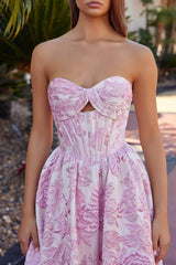 Nox Anabel T1923 Floor Length Strapless Jacquard Floral Prom or Ball Gown