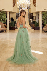 Nox Anabel Y1803 Strapless Floral Embroidered Tulle Prom Or Ball Gown