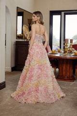 Nox Anabel G1790 Long Tulle Flower Ball Prom Gown With Lace Up Back