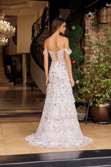 Nox Anabel G1916 Full Flower Beaded Fit and Flare Tulle Prom Gown