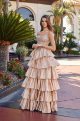 Nox Anabel N1762 Layered Organza Prom Ball Gown With Corset Back