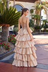 Nox Anabel N1762 Layered Organza Prom Ball Gown With Corset Back