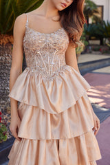 Nox Anabel N1762 Layered Organza Prom Ball Gown With Corset Back