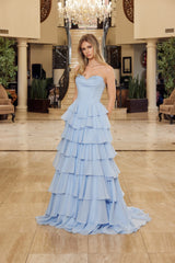 Nox Anabel Y1806 Multi-layered Prom Ball Gown Sequined