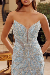 Nox Anabel C1826 Beaded Tulle Prom Gown, Lace-up Back