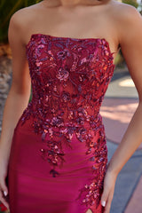 Nox Anabel A1743 Stretch Satin Prom Gown With Lace-up Back