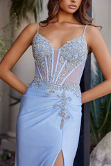 Nox Anabel A1740 Shimmer Satin Prom Gown With Plunging Neckline