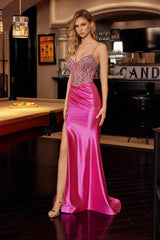 Nox Anabel C1832 Stretch Jersey Prom Gown With Rhinestone Detailing