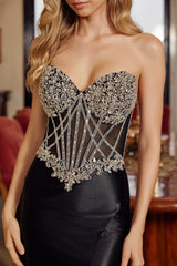 Nox Anabel E1910 Satin Sweetheart Stoned Bodice Prom Gown