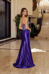 Nox Anabel T1854 Satin Strapless Prom Gown With Corset Back