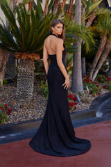 Nox Anabel C1723 Stretch Satin Halter Prom Or Bridesmaid Gown