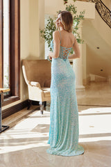 Nox Anabel G1656 Fully Sequined Prom Gown With Lace Up Corset Back