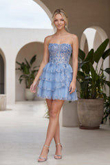 Nox Anabel G7043 Ruffled Mini Homecoming Dress With Sequins