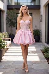 Nox Anabel Q7122 Lace Bubble Hem Mini Homecoming Dress