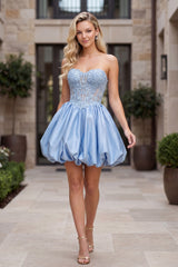 Nox Anabel Q7122 Lace Bubble Hem Mini Homecoming Dress
