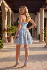 Nox Anabel T-7092 Floral Mesh Embroidered Mini Homecoming Dress