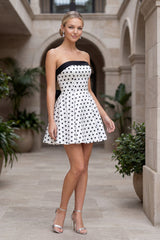 Nox Anabel T-7106 Strapless Polka Dot Print Homecoming Mini Dress