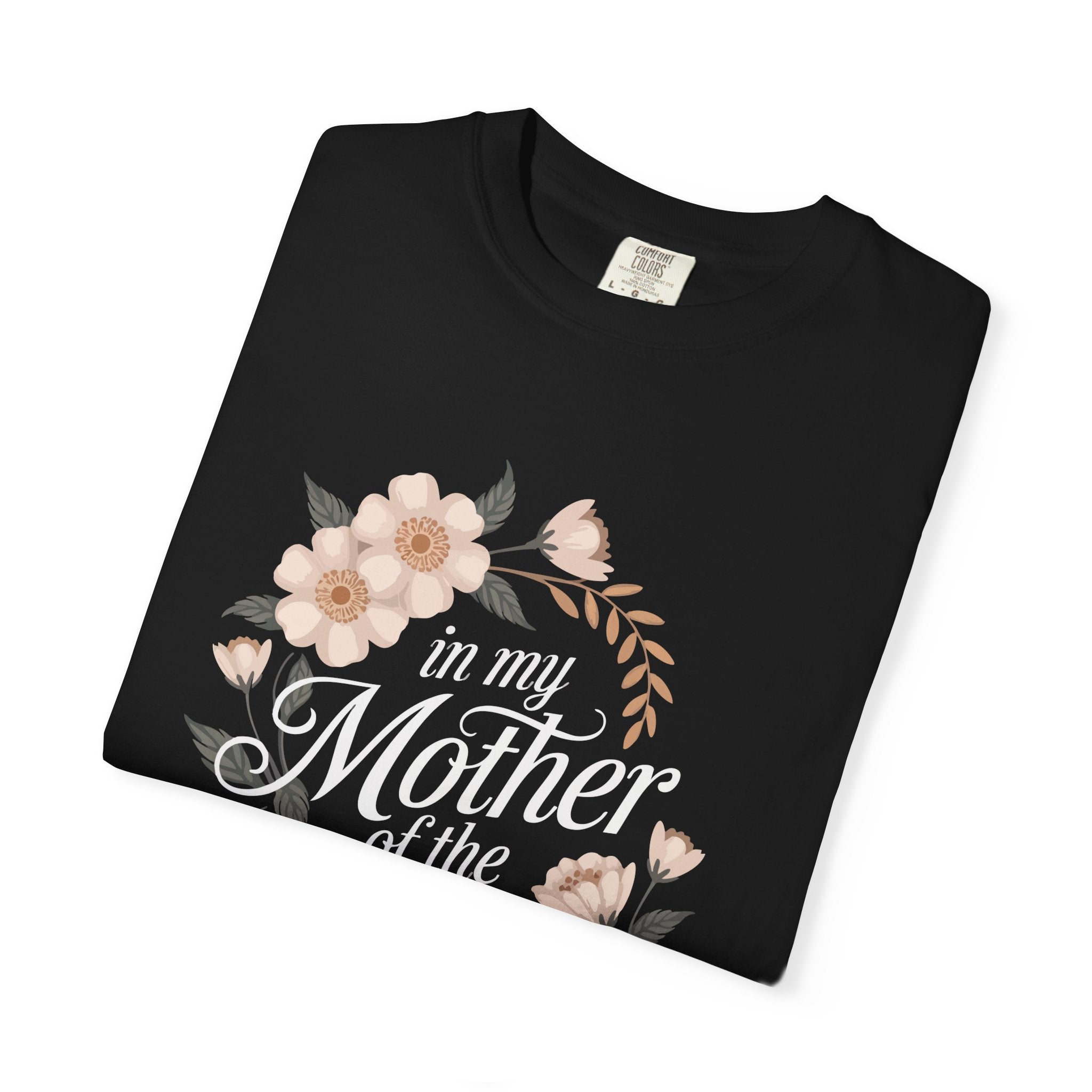 Mother of the Bride T-Shirt, Unisex Floral Tee, Bridal Party Gift, Wedding Celebration Apparel, Eco-Friendly Garment-Dyed Shirt
