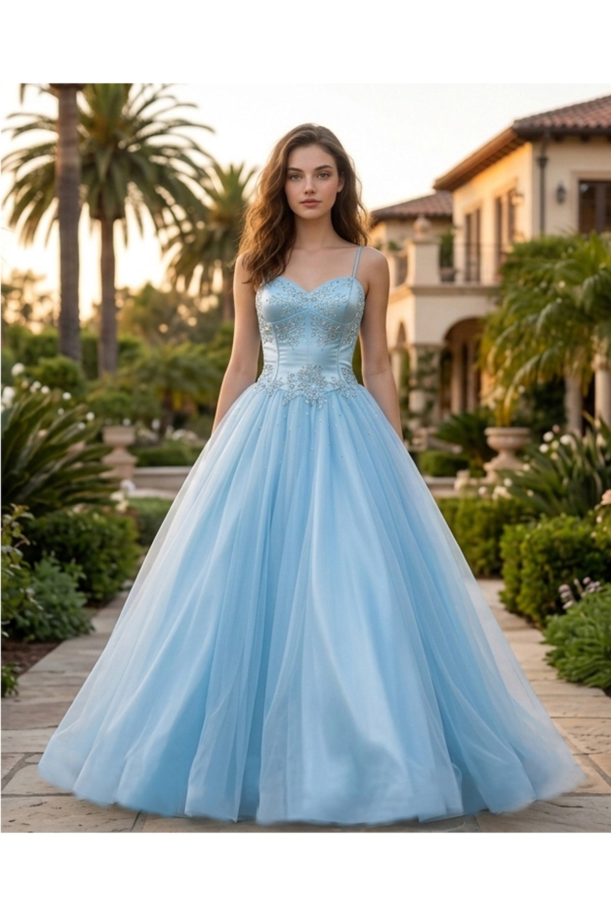 Juliet 1049 Satin & Tulle Cinderella Prom or Ball Gown