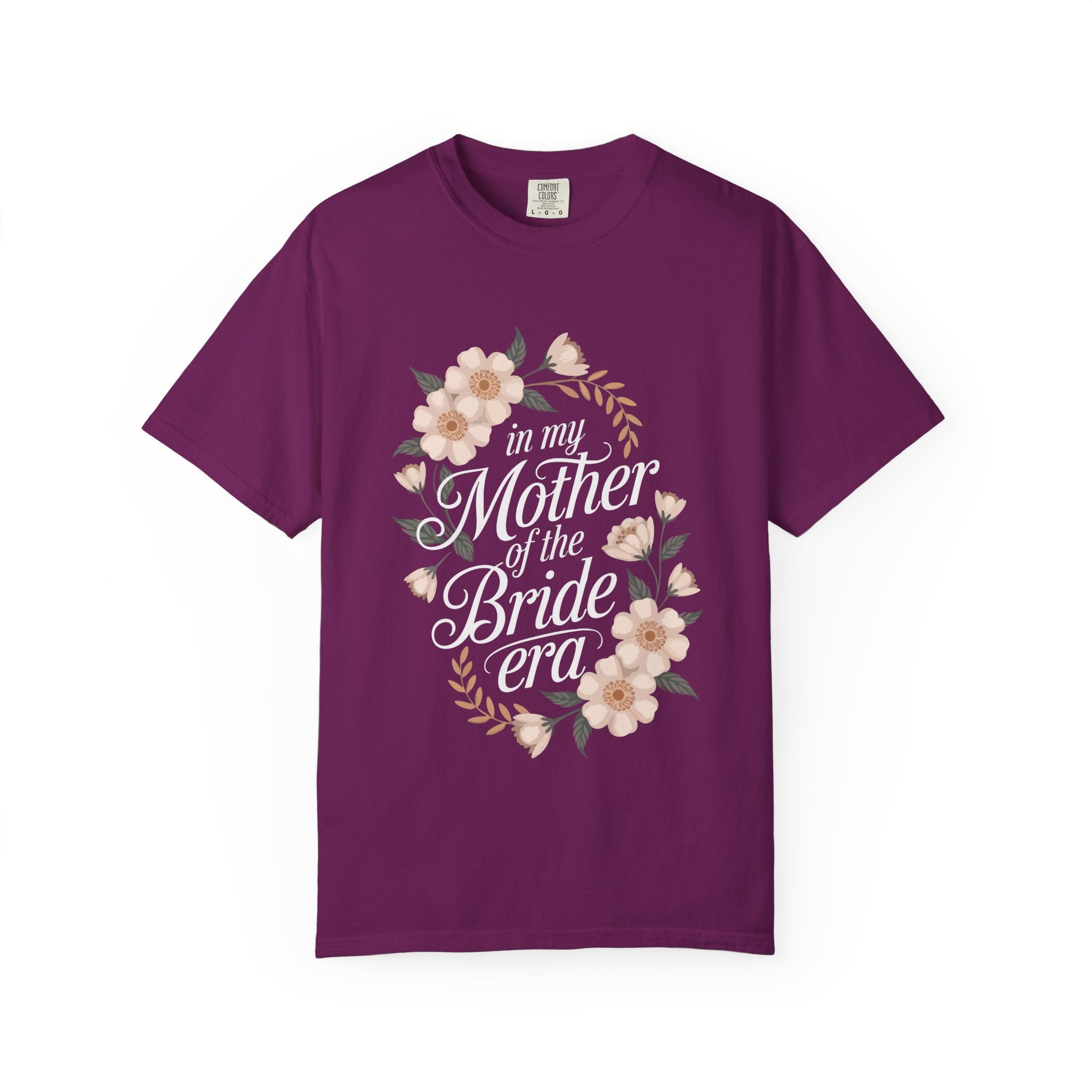 Mother of the Bride T-Shirt, Unisex Floral Tee, Bridal Party Gift, Wedding Celebration Apparel, Eco-Friendly Garment-Dyed Shirt