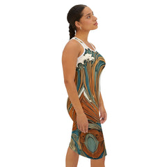 Ralee Fashion Ocean Wave Women's Racerback Dress - Summer Beachwear, Vacation Dress, Casual Outfit, Festival Style, Gift for Her