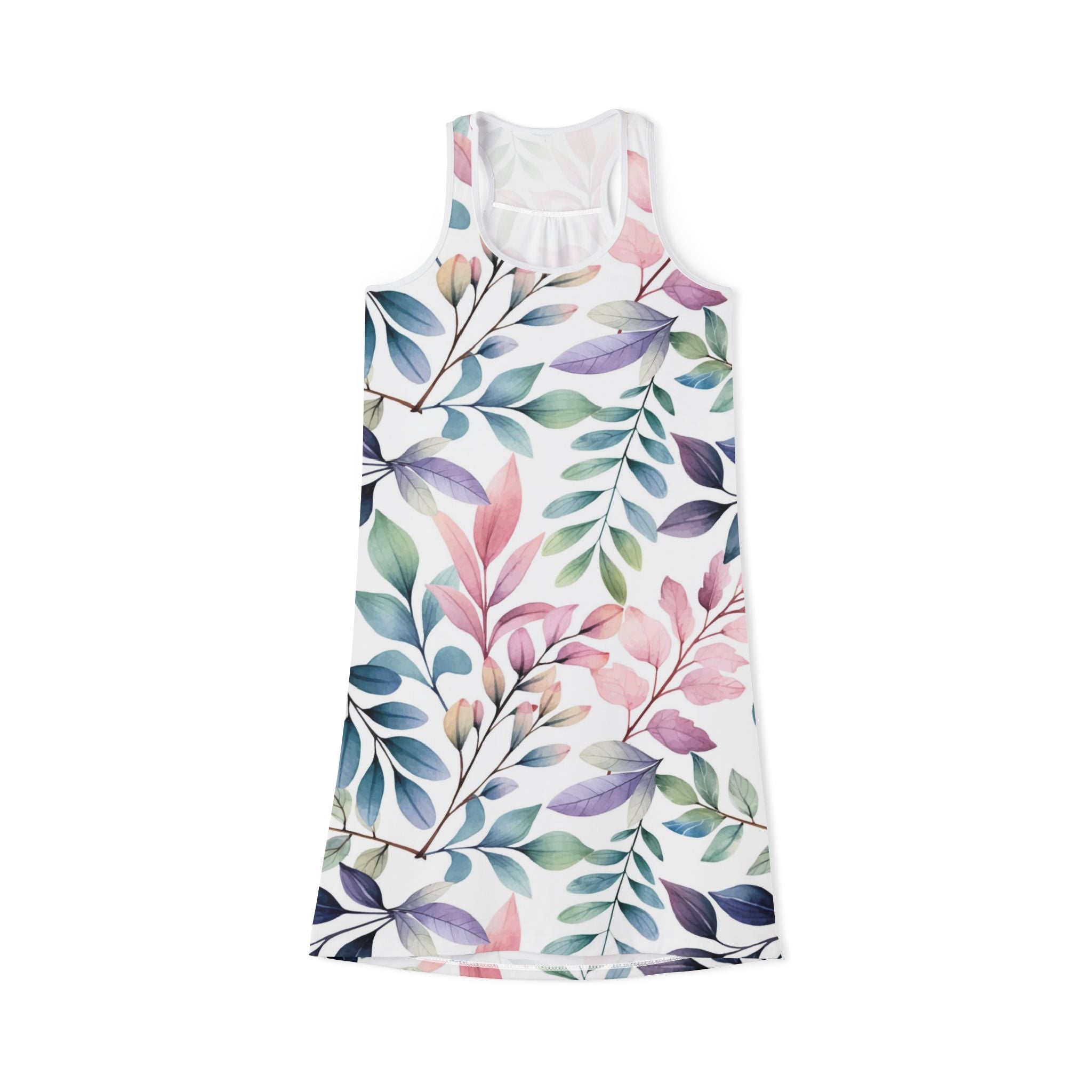 Ralee Fashion Botanical Print Racerback Dress for Women, Floral Summer Dress, Vacation Attire, Casual Wear, Outdoor Events, Wedding Guest Outfit