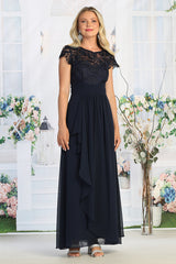 Cindy Collection 1531 Chiffon & Lace Mother's Gown With Cap Sleeves