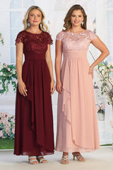 Cindy Collection 1531 Chiffon & Lace Mother's Gown With Cap Sleeves