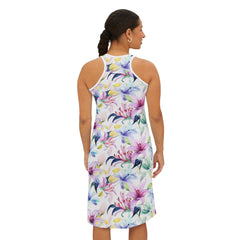 Ralee Fashion Lily Fantasy Women's Racerback Dress, Summer Dress, Vacation Outfit, Floral AOP Dress, Casual Wear, Wedding Guest Dress