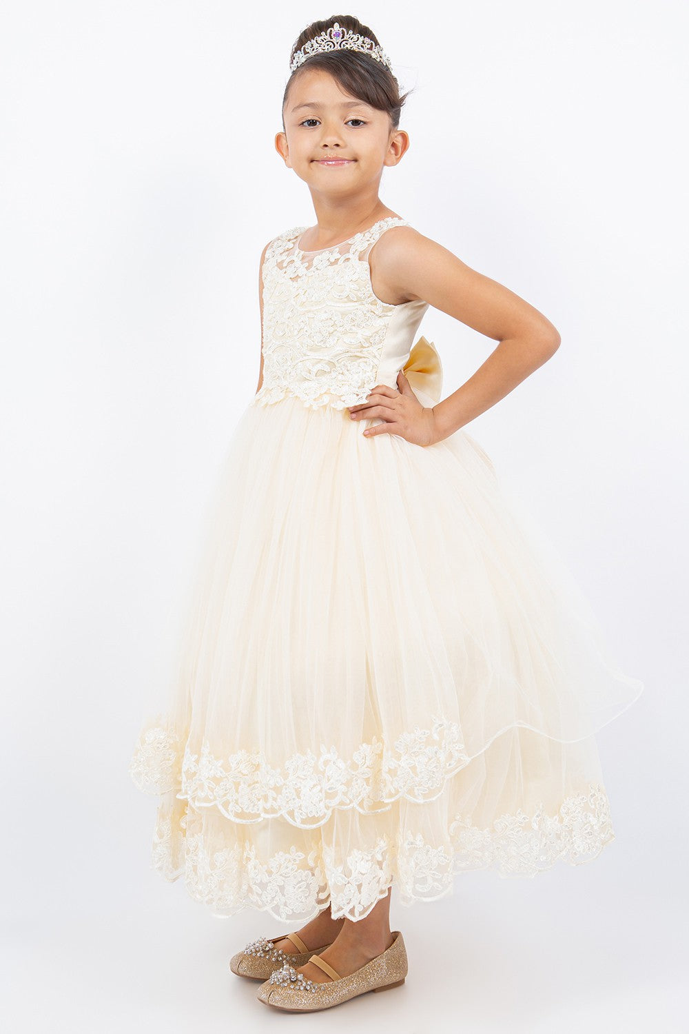 Cinderella Couture CCK-5129 Lace and Illusion Flower Girl Dress