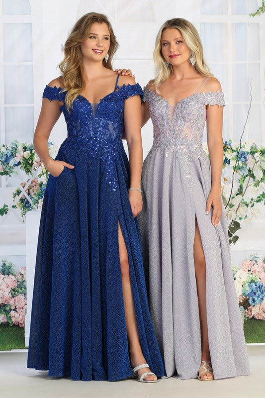 Cindy USA CN 50485 Sparkle Fabric Prom Gown with Pockets