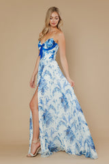 Poly USA 25080 Sweeping A-line Chiffon Floral Print Prom Gown