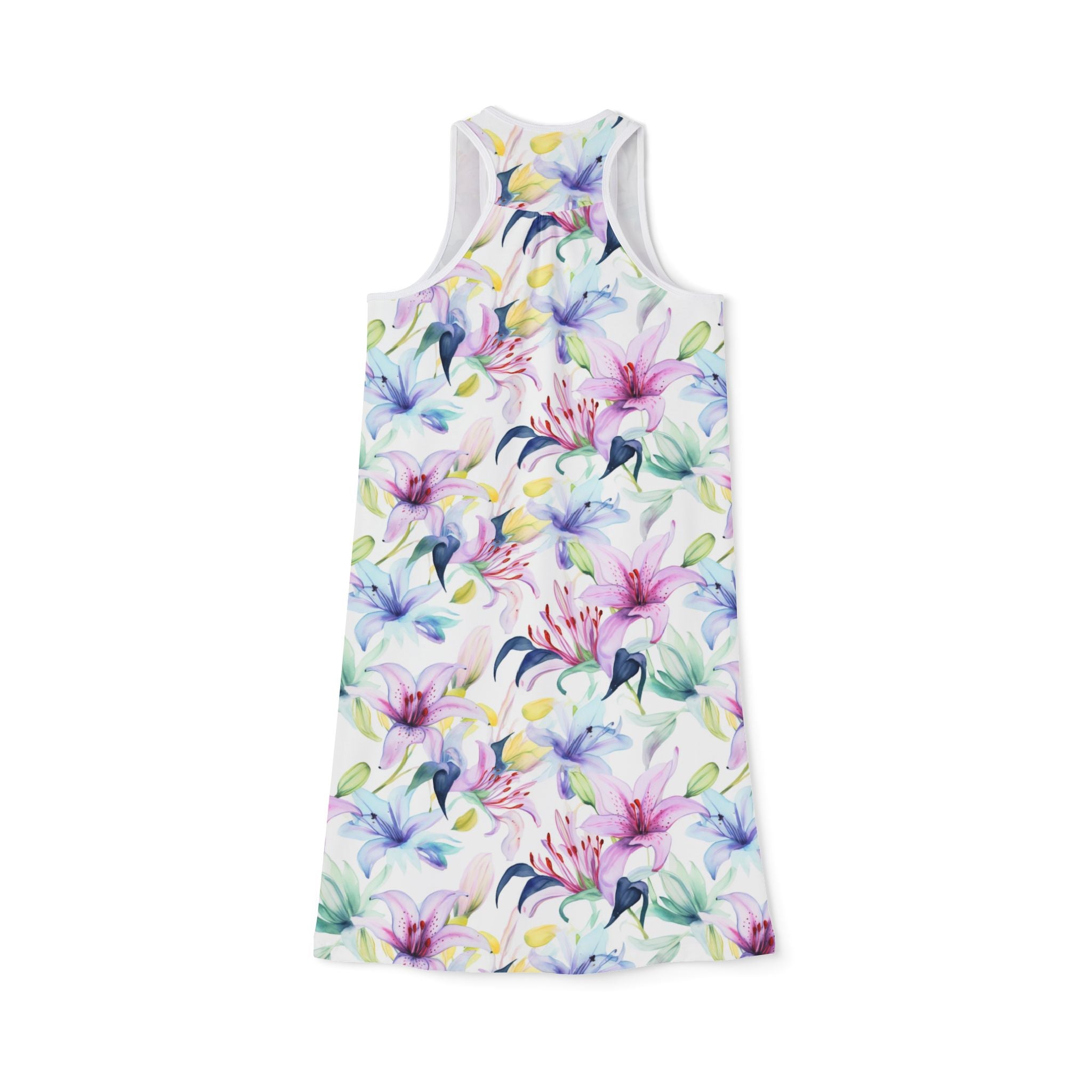 Ralee Fashion Lily Fantasy Women's Racerback Dress, Summer Dress, Vacation Outfit, Floral AOP Dress, Casual Wear, Wedding Guest Dress