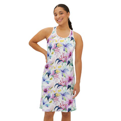 Ralee Fashion Lily Fantasy Women's Racerback Dress, Summer Dress, Vacation Outfit, Floral AOP Dress, Casual Wear, Wedding Guest Dress