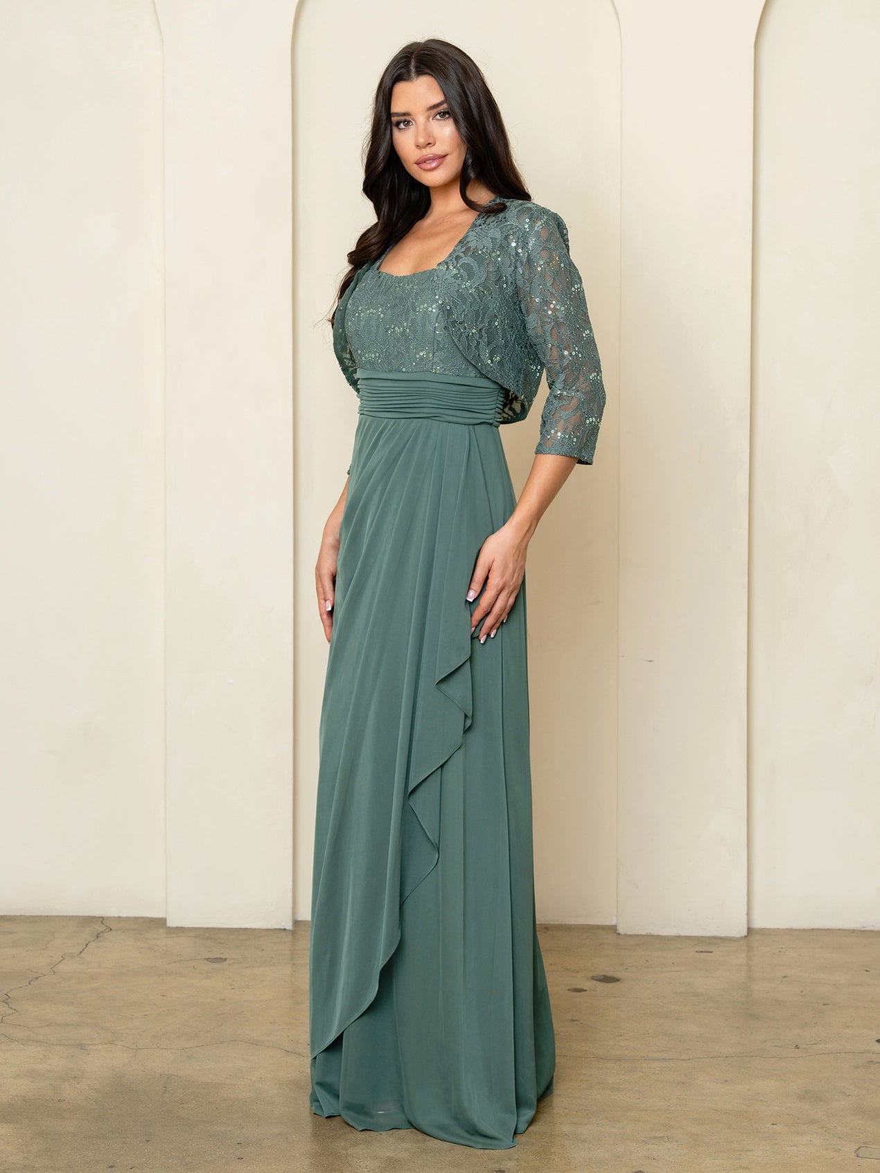 Eva USA 3517 Chiffon and Lace Mothers Gown with Bolero Jacket