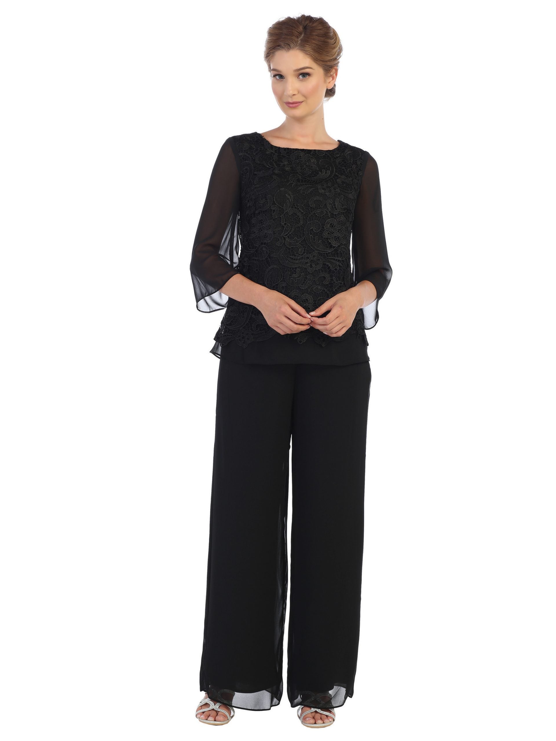 Eva USA 3289 Women's Lace and Chiffon Pant Suit