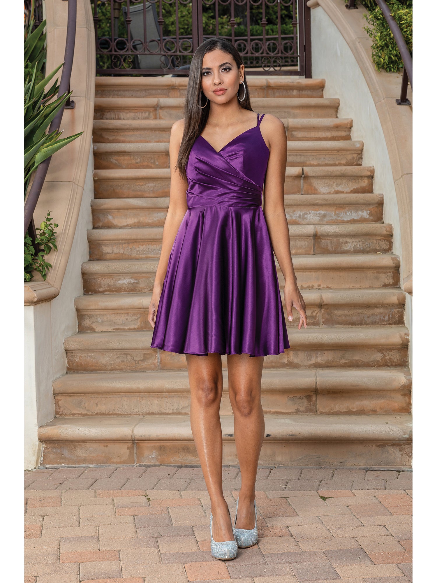 Dancing Queen 3320-B Short Soft Satin Skater Dress